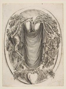 Cartouche with Skeletons, 1647 by Stefano della Bella