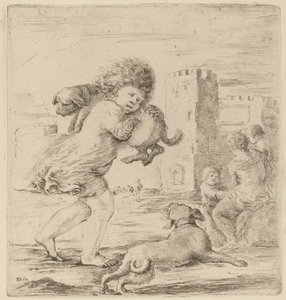 Child Holding a Puppy