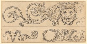 Three Frieze Fragments, Above with a Grotesque by Stefano della Bella