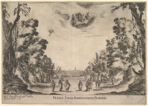 First Scene, in Florence, from The Marriage of the Gods, 1637 by Stefano della Bella