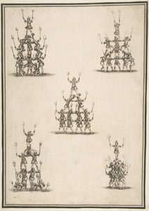 Five Groups of Acrobats by Stefano della Bella