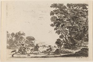Forest with Deer Hunt by Stefano della Bella
