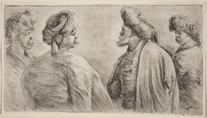 Four Turks Wearing Turbans by Stefano della Bella