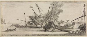 Peace and War: Naval Battle with Three Galleys Surrounding a Fourth by Stefano della Bella