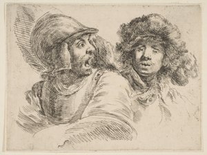 Frightened Soldier and a Man in a Fur Hat, ca. 1652 by Stefano della Bella