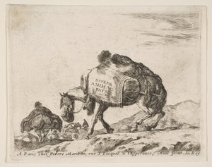 Frontispiece for Diversi Animali: Pack Horse by Stefano della Bella