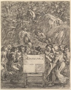 Frontispiece for The Works of Scarron, the Poet Sitting in a Chair, 1649 by Stefano della Bella