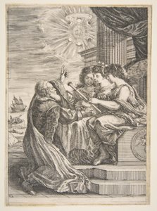 Galileo and Personifications of Astronomy, Perspective and Mathematics, Frontispiece by Stefano della Bella