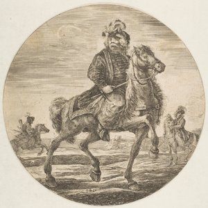Hungarian Horseman Riding Towards the Right by Stefano della Bella