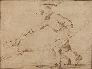 Huntsman with a Hound on a Leash by Stefano della Bella