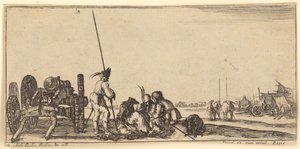 Cannon and Soldiers by Stefano della Bella