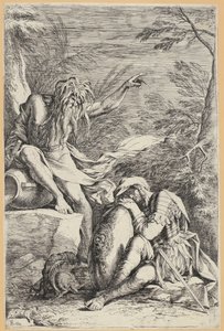 Cartouche with Two Skeletons on Ionic Columns by Stefano della Bella