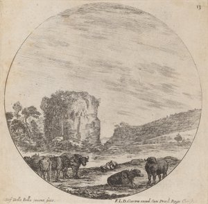 Landscape with Antique Ruins by Stefano della Bella