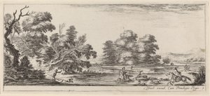 Landscape with Deer Hunt, in or before 1647 by Stefano della Bella