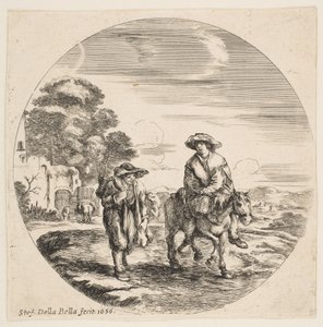 Landscape with Two Peasants, One Riding a Horse, from Landscapes and Seaports by Stefano della Bella