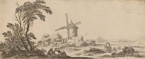 Landscape with Windmill by Stefano della Bella