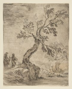 Landscape with Two Women, One Mounted on a Donkey, ca. 1660 by Stefano della Bella