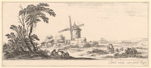 Landscape with Windmill by Stefano della Bella