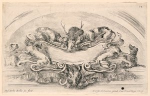 Lunette with Escutcheons, No. 13 from "Raccolta di varii cappriccii et nove inventioni di cartelle et ornamenti" by Stefano della Bella