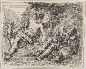 Mercury and Argos, from Game of Mythology Jeu de la Mythologie by Stefano della Bella