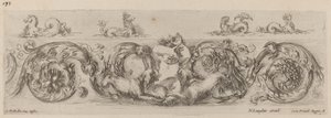 Ornamental Frieze with Marine Creatures by Stefano della Bella