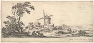 Plate 10: a family in center foreground, various figures and horses in middleground by Stefano della Bella