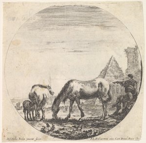 The Pyramid of Caius Cestius to Right in the Background, a Horse Grazing by Stefano della Bella