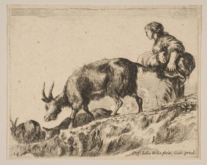 Plate 14: Shepherdess Herding Goats by Stefano della Bella
