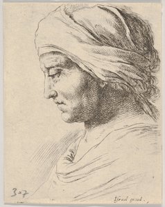 Plate 16: Head of an Old Man in Profile with a Cloth Tied Around His Head by Stefano della Bella