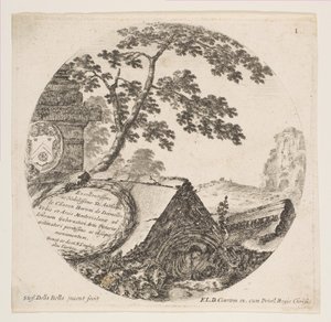 Plate 1: fragments from ancient monuments, from Roman Landscapes and Ruins, ca. 1646