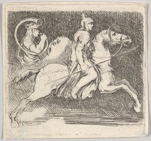 A Soldier in Profile Galloping to the Right Holding a Lance, ca. 1646 by Stefano della Bella