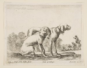 Plate 23: Two Hounds, from Various Animals by Stefano della Bella