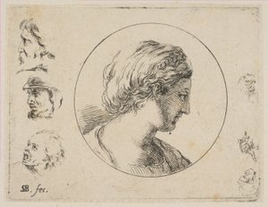 Plate 4: Head of a Woman in Profile, from Second Collection of Various Doodles and Etchings, ca. 1646 by Stefano della Bella