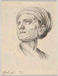 Head of an Old Woman with a Bonnet, Looking Left from Various Heads and Figures
