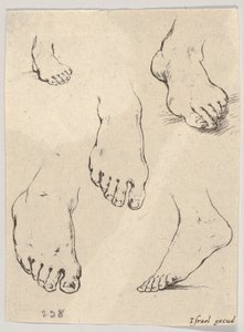 Plate 7: Five feet, from The Book for Learning to Draw by Stefano della Bella