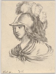 Bust of Minerva, Wearing a Helmet with Feathers, Looking Towards the Left by Stefano della Bella
