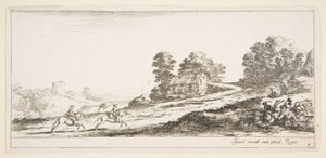 Two Horsemen Galloping Uphill by Stefano della Bella