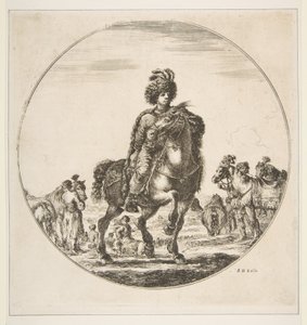 Polish Horseman Facing Right, a Circular Composition, from Figures on Horseback by Stefano della Bella