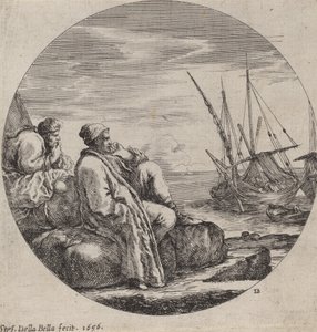 Seaport with Two Turkish Merchants by Stefano della Bella