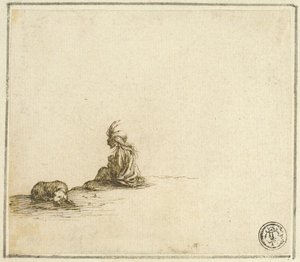 Seated Gypsy Mother and Child, with Dog by Stefano della Bella