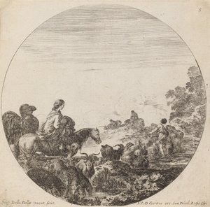 Shepherds and Flock with Woman and Camel by Stefano della Bella