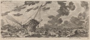 Ship in Tempest by Stefano della Bella