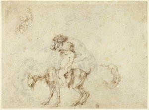 Study for Satyr Family Walking (recto); Sketches of Five Decorative Vessels (verso) by Stefano della Bella