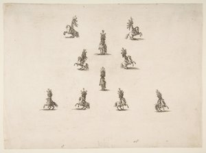 Ten Cavaliers Including Five Forming a V by Stefano della Bella