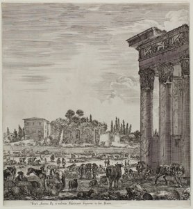 The Temple of Antonin and the Campo Vaccino by Stefano della Bella