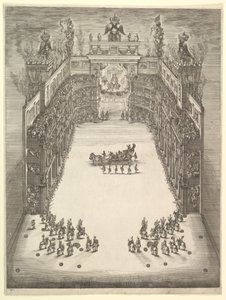 Theater at Modena, Seen from Above and Filled with Spectators, with a Triumphal Car at Center, 1652 by Stefano della Bella