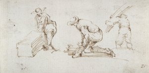 Three Figure Studies by Stefano della Bella
