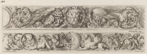 Two Ornamental Bands with Head of a Lion and Woman, probably 1648 by Stefano della Bella