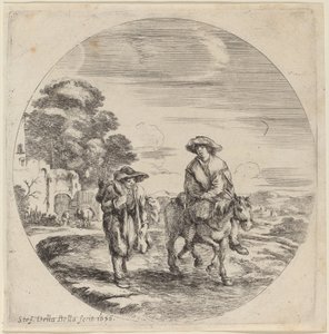 Two Peasants Traveling in a Landscape by Stefano della Bella