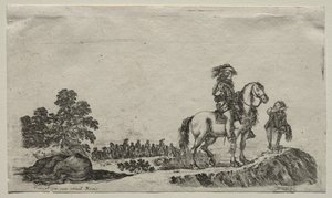 Various Figures and Landscapes: A Lost Horseman Enquiring the Way by Stefano della Bella